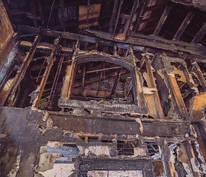 Structure of a building burned down